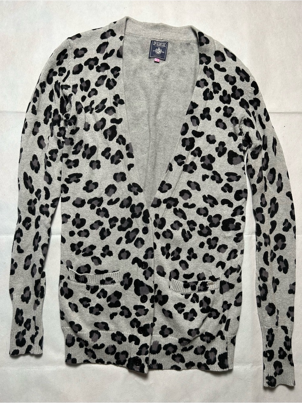 Pink Victoria secret leopard print cotton long cardigan size large